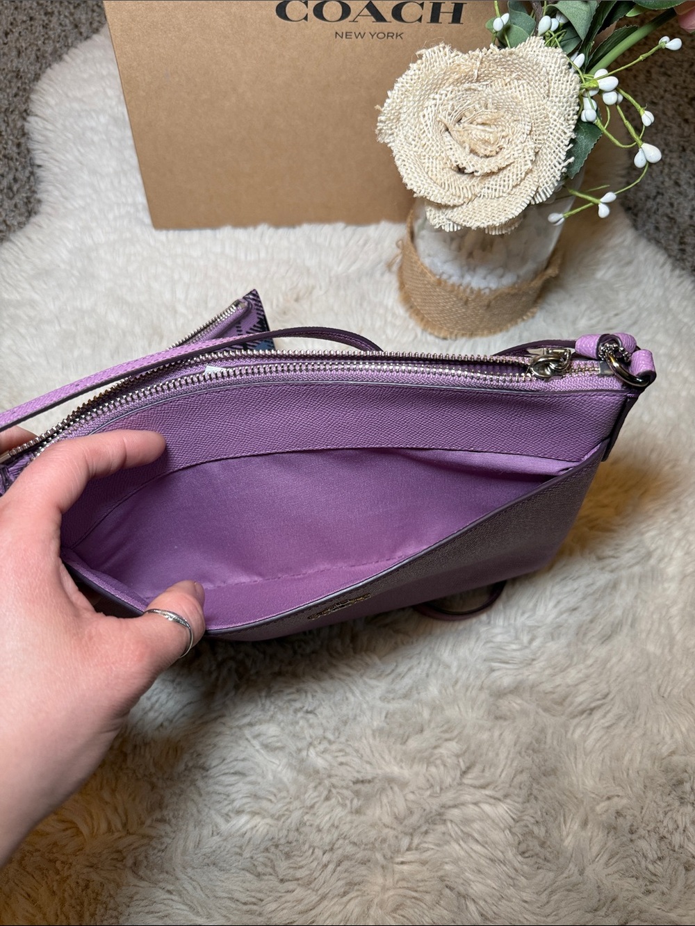 ✨ Coach East/West Pop Pouch in Lilac/Blue Crossbody ✨ - Picture 14 of 14
